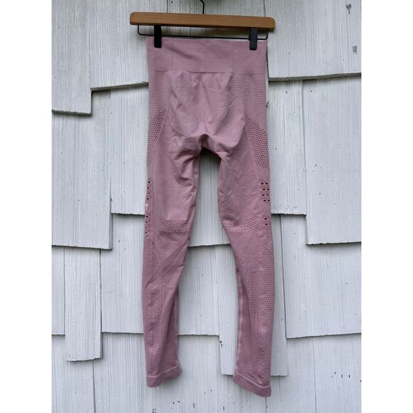 Gymshark Pink High Waist Leggings Compression Knit Workout Performance Wear S - Picture 6 of 8